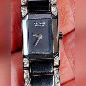 Citizen Eco-Drive Ladies Black Tone Crystals Watch 14mm G620-S077664
